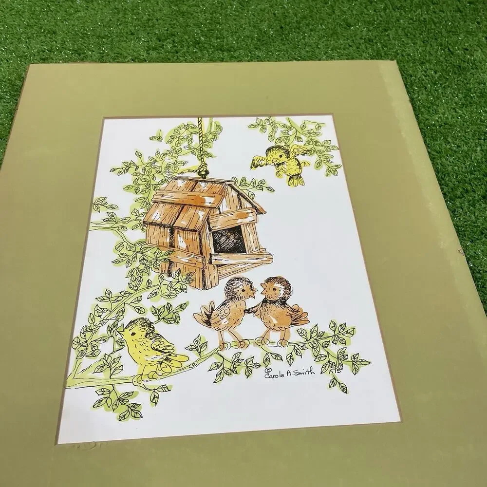 Vintage‎ 70s Carole A. Smith 3 Set Nursery Wall Decor Nature Animals Watercolor